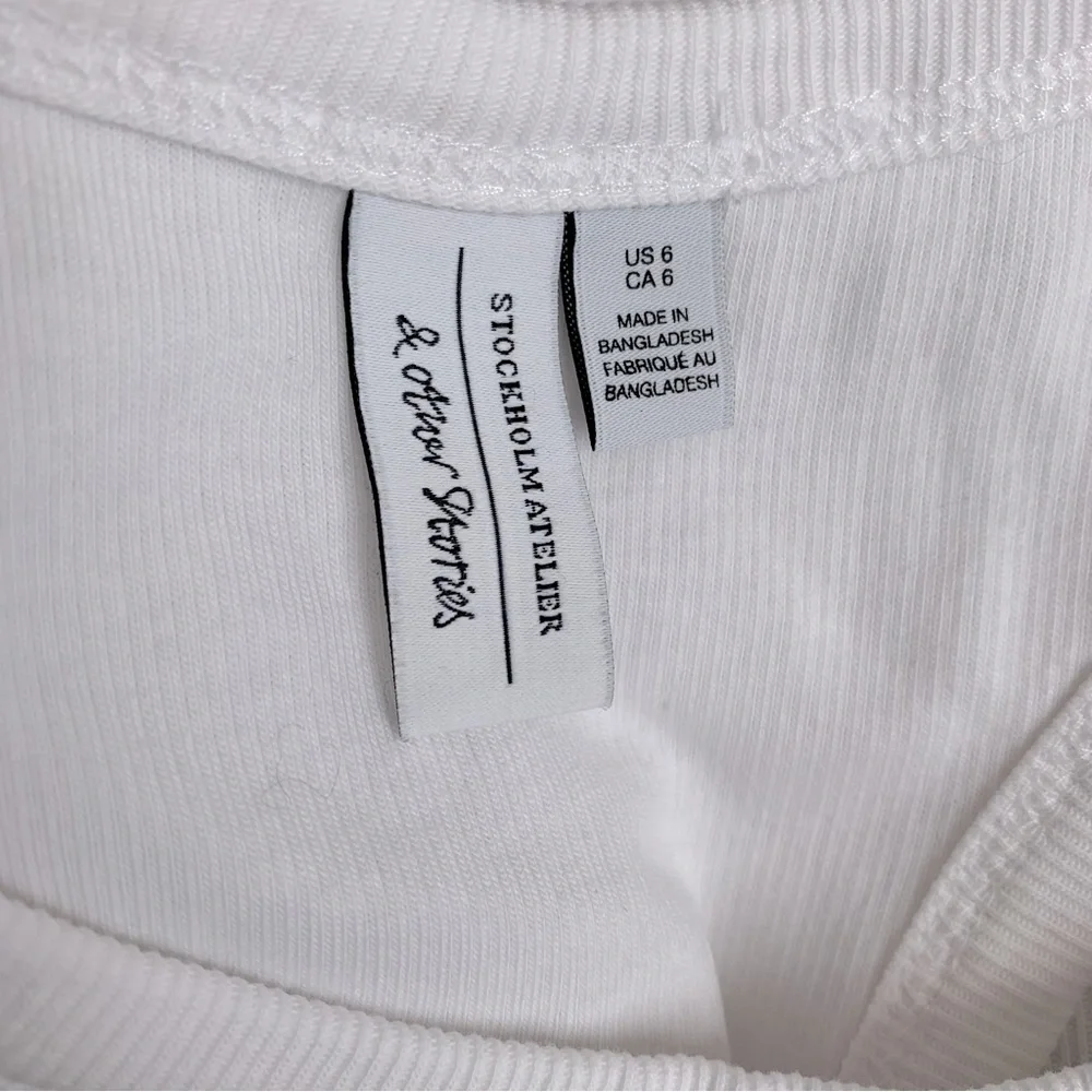 & Other Stories White Ribbed Tank Top Size 6